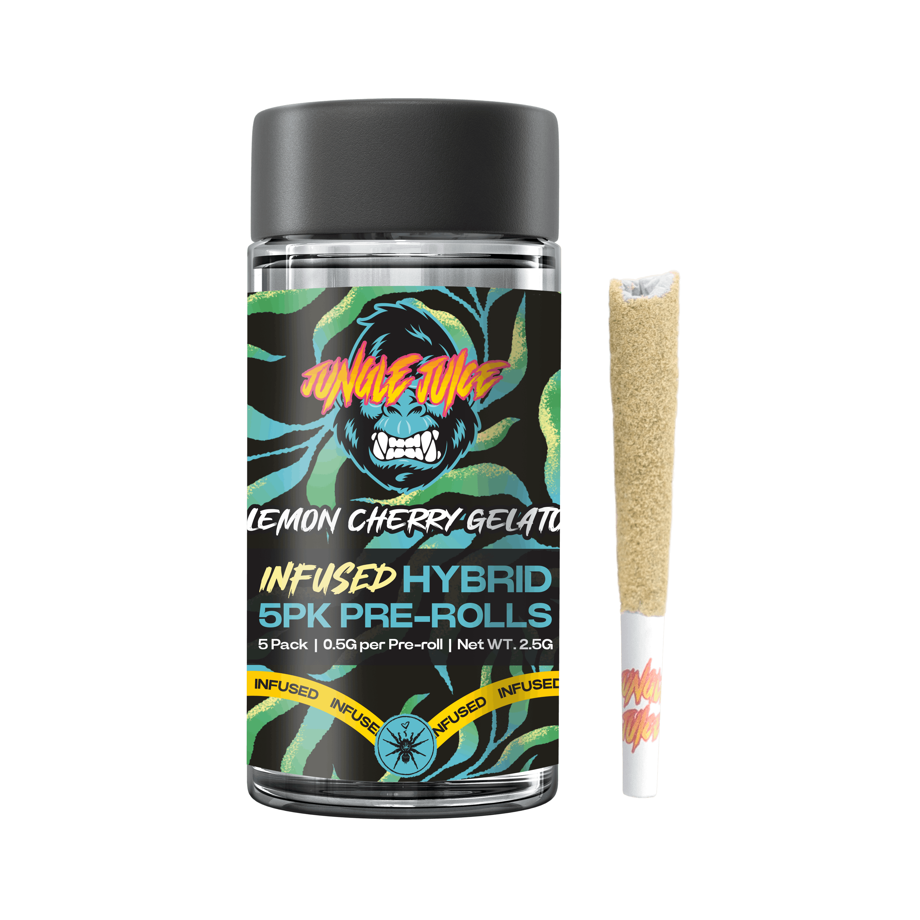 Photograph of product: Jungle Juice | Lemon Cherry Gelato 5pk | Infused Prerolls | 0.5g |