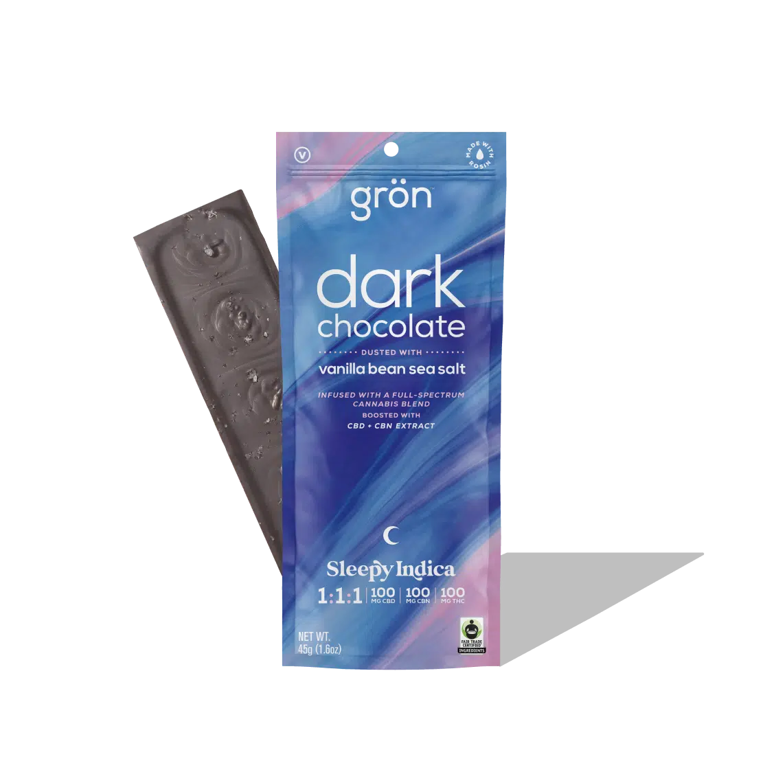Photograph of product: Grn - Dark Chocolate Sleepy Oui'd - 1:1:1 (TH-oui:CBD:CBN) 10ct Chocolate Edibles