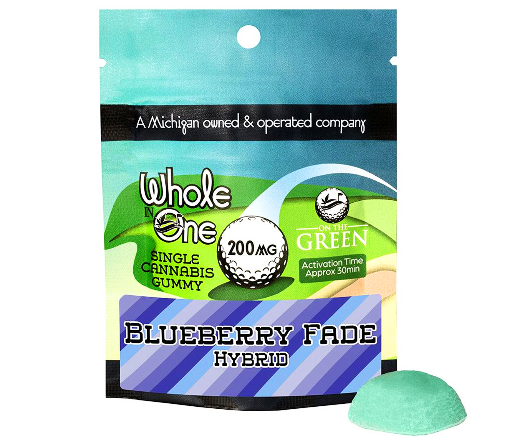 Photograph of product: On The Green - Blueberry Fade Single Gummy - 200mg