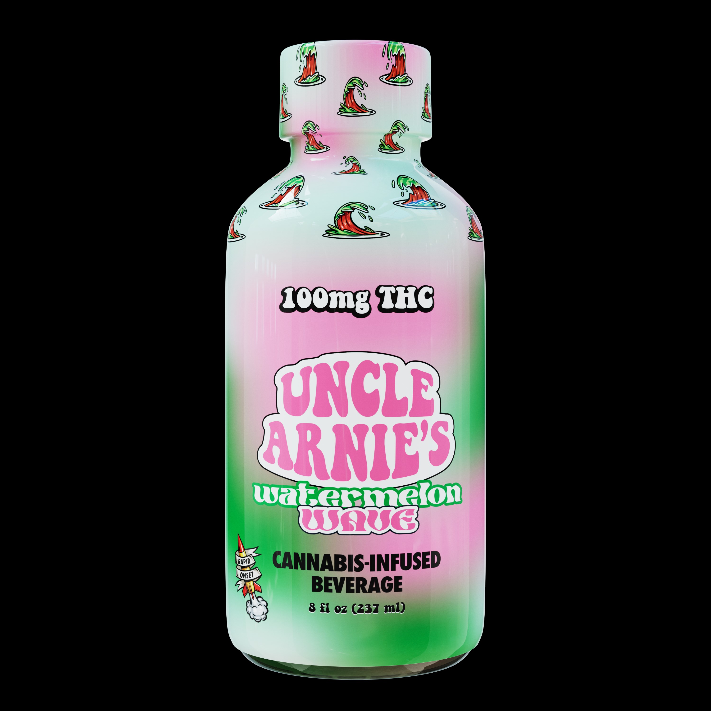 Photograph of product: UNCLE ARNIE'S WATERMELON WAVE 8OZ 100MG DRINK