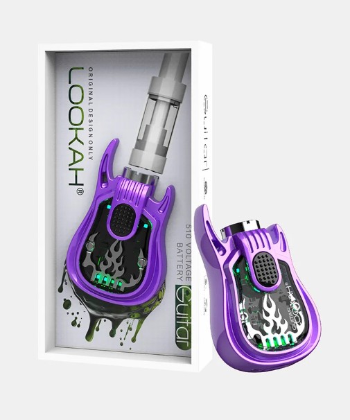 Photograph of product: ESD | Lookah | Guitar | Purple | 510 Thread Cart | Battery | 350mAh | 1