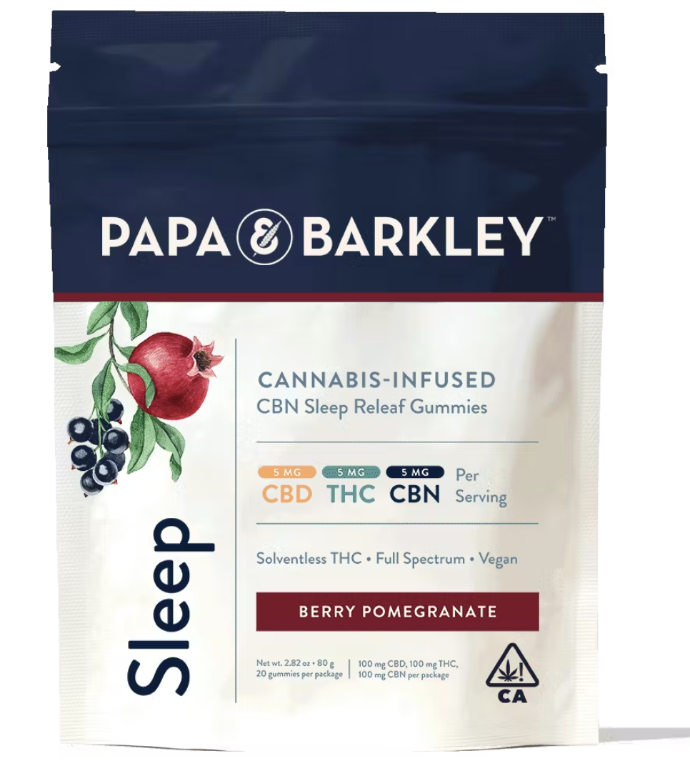 Photograph of Product: Berry Pomegranate 1:1:1 CBD:THC:CBN Sleep Hash Rosin GUMMIES - Papa & Barkley