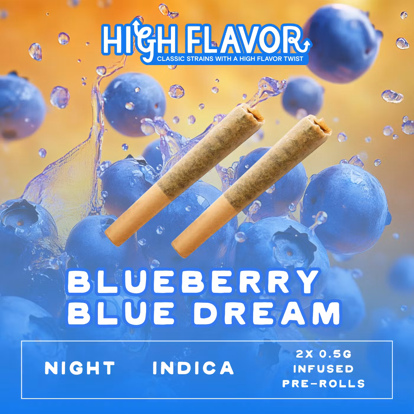 Photograph of product: 0.5g/2pk Blueberry Blue Dream Infused Pre-Rolls | TAX INCLUDED