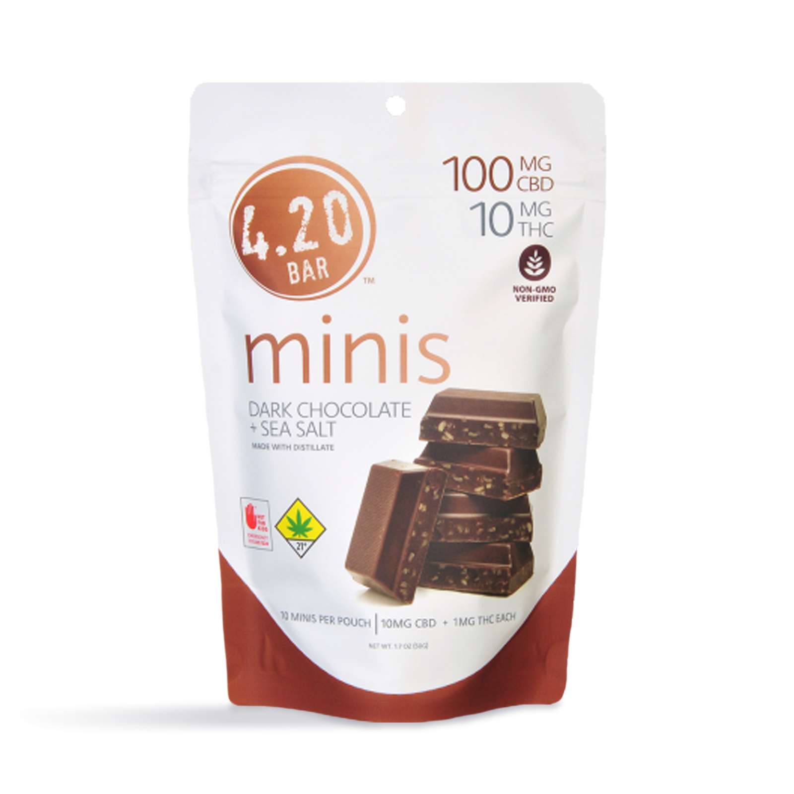 Photograph of product: 10:1 CBD Dark Chocolate Minis 10-Pack