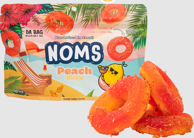 Photograph of product: Peach Rings + Li Hing & Lemon Peel *NON MEDICATED*