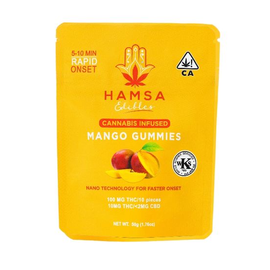 Photograph of product: Hamsa - Mango 100mg Gummies - 