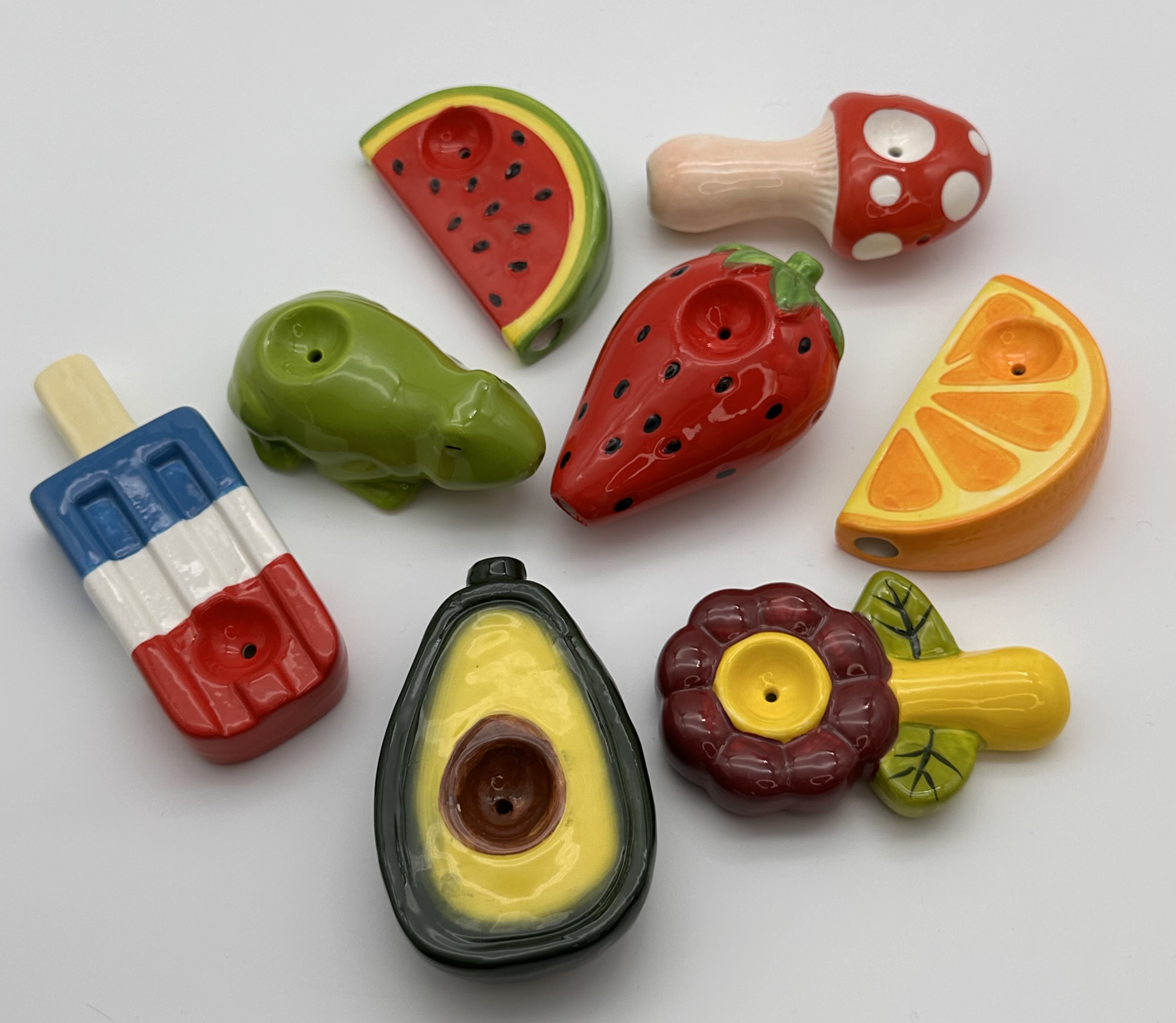 Photograph of product: Wacky Bowlz | Ceramic Sculpture Hand Pipe ASSORTED DESIGNS