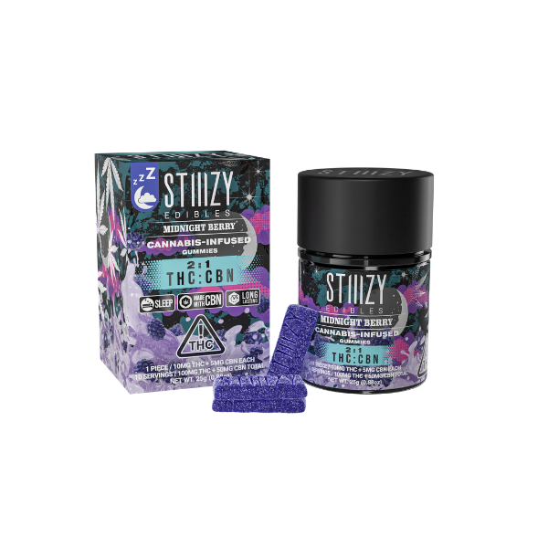 Photograph of product: Midnight Berry 2:1 TH-oui:CBN Gummies 100mg