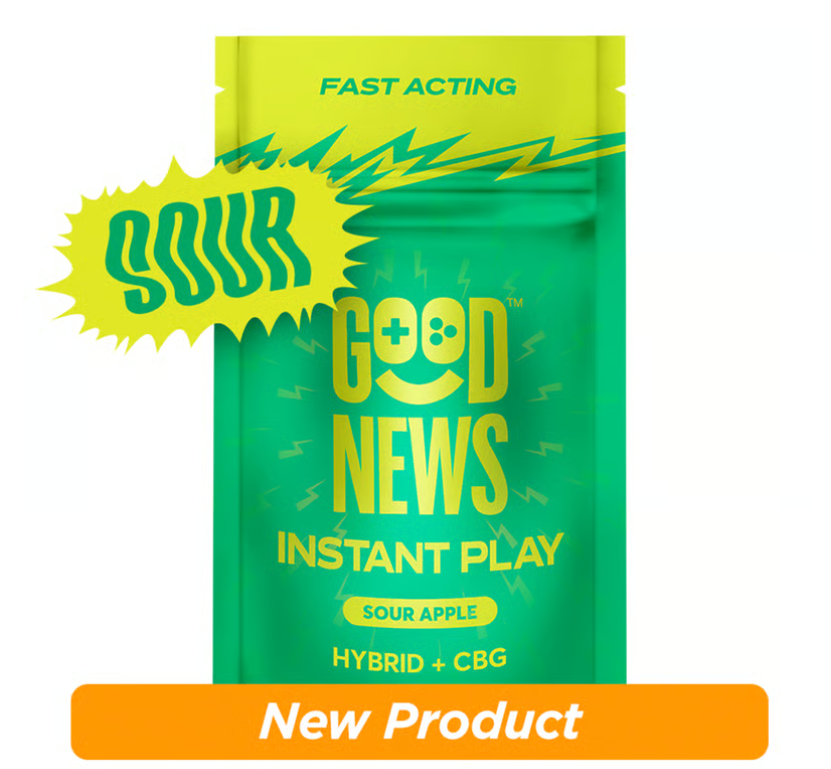 Photograph of product: Good News | Instant play Sour Apple CBG 1:2 | Edibles | 100mg