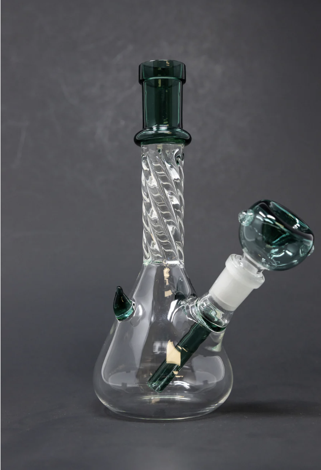 Photograph of product: 7" Dark Green Twisted Devil Bong