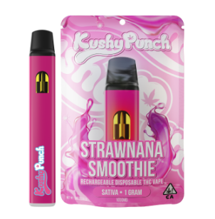 Photograph of product: Kushy Punch Strawnana Smoothie Oui'd AIO 1g