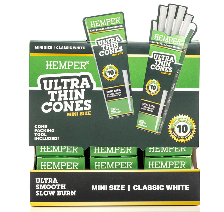 Photograph of product: Accessories | Hemper | Paper Cones | French White Mini Size | 10pk