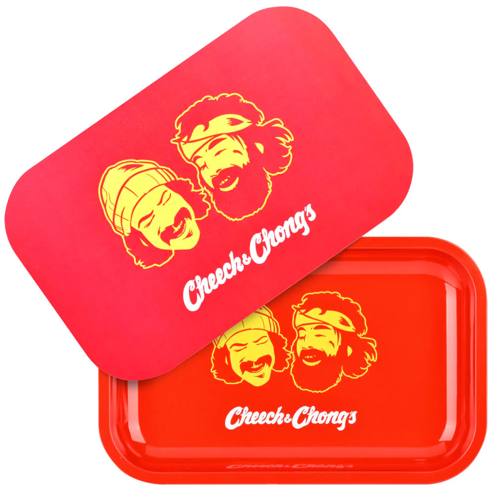 Photograph of product: Cheech & Chong's Red Faces Rolling Tray & Lid
