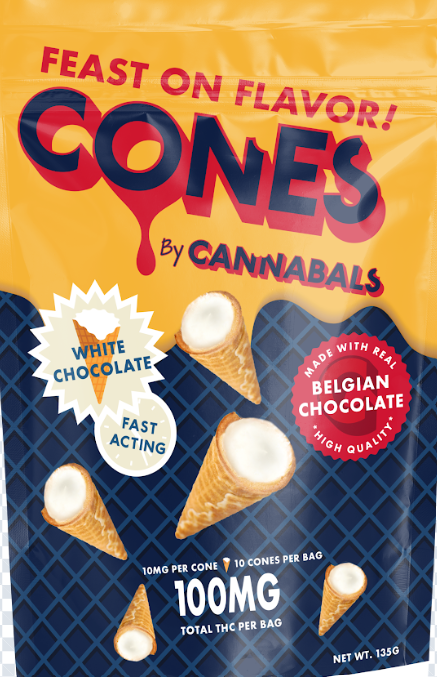 Photograph of product: Cannabals CONES | White Chocolate | 10mg Cone | 10-pk (100mg)