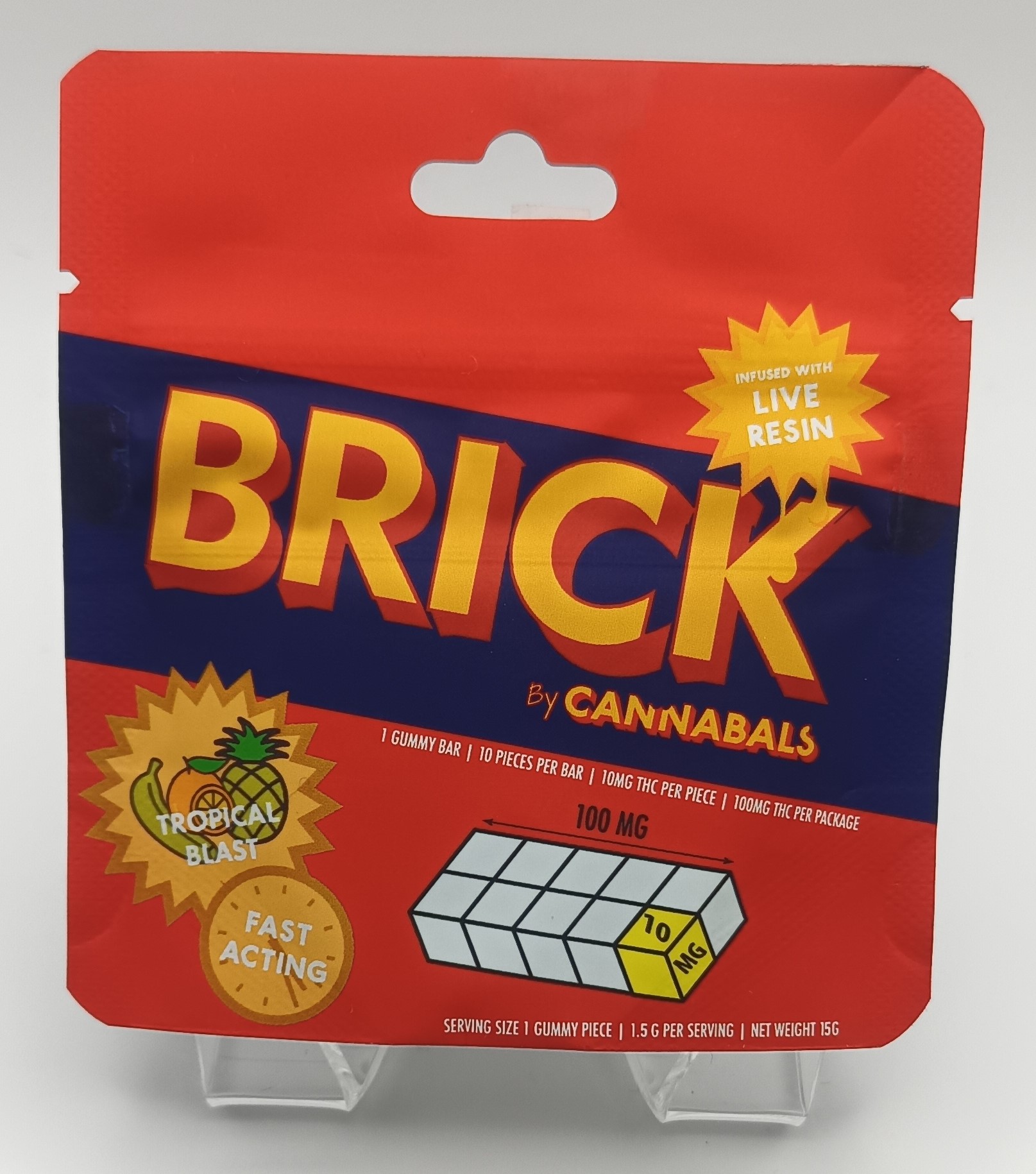 Photograph of product: Cannabals Tropical Blast Live Resin Brick Gummies 100mg