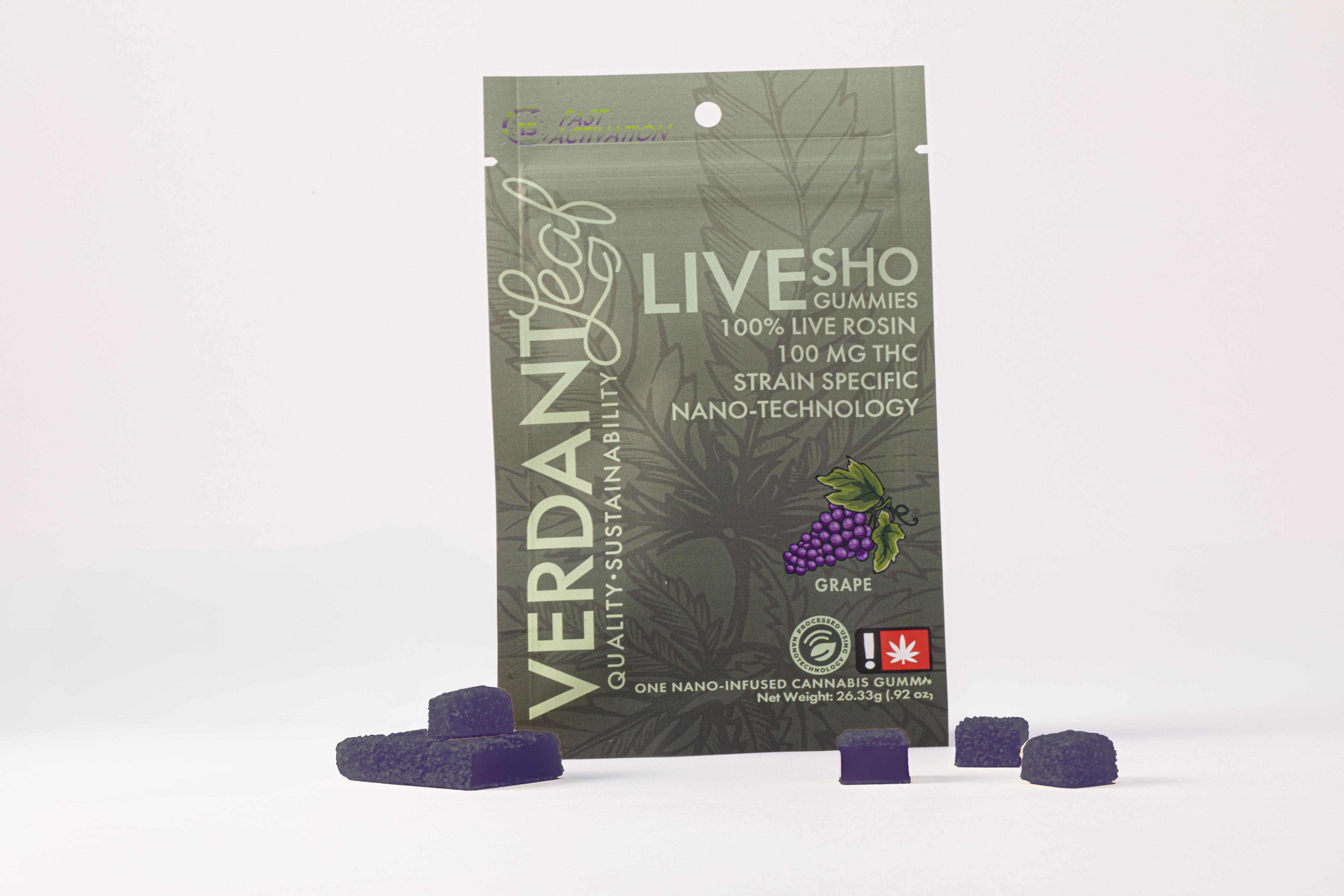 Photograph of product: Verdant Leaf - Grape - Rosin Nano Gummy