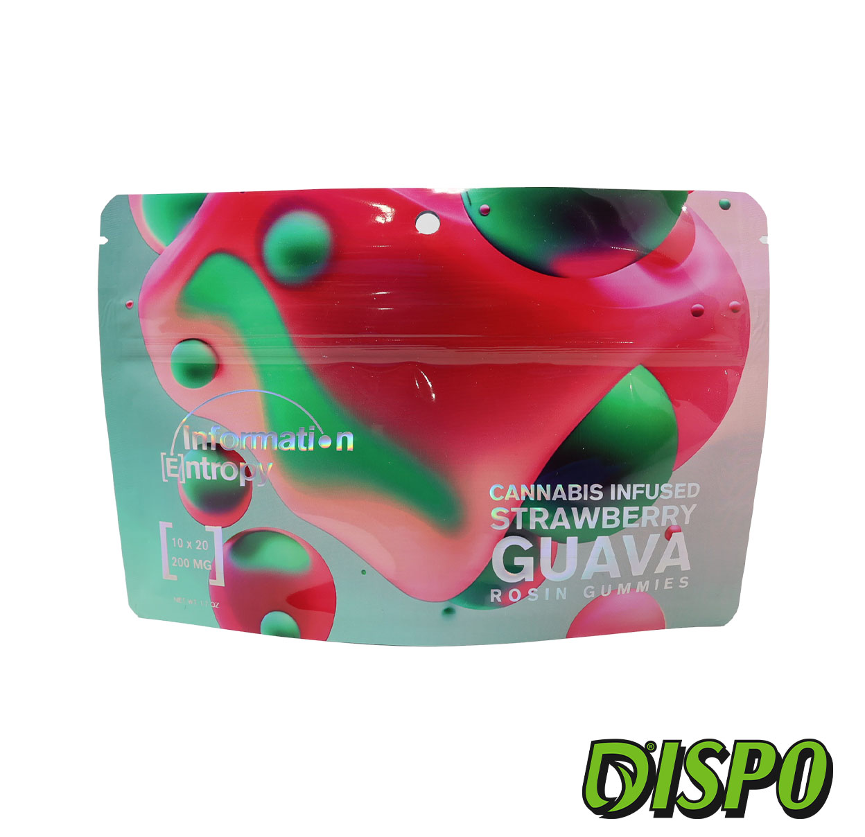 Photograph of product: Information Entropy - Strawberry Guava 200mg Live Rosin Gummies