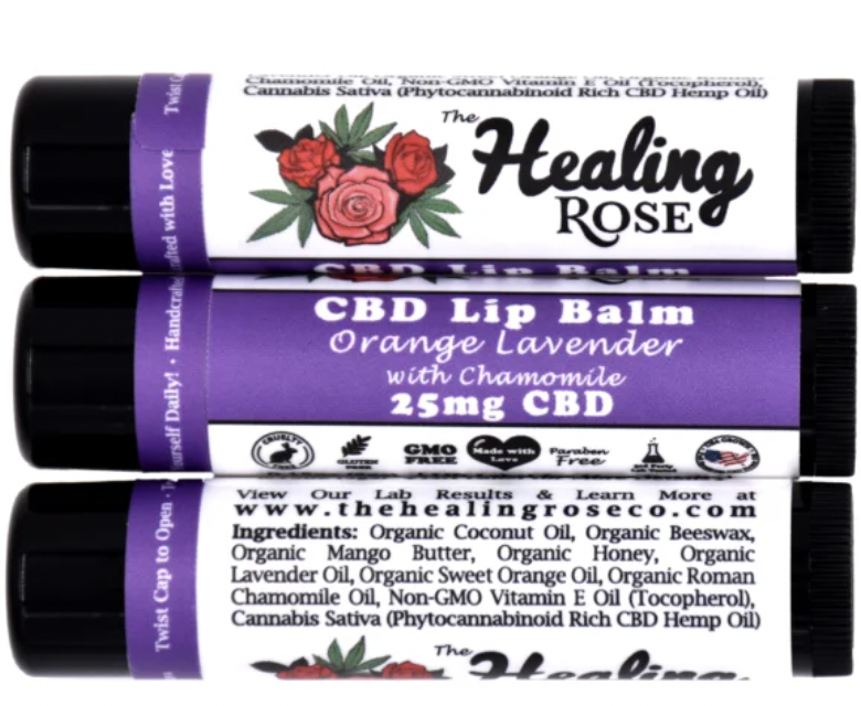 Photograph of product: The Healing Rose Orange Lavender w/ Chamomile CBD Lip Balm 25mg