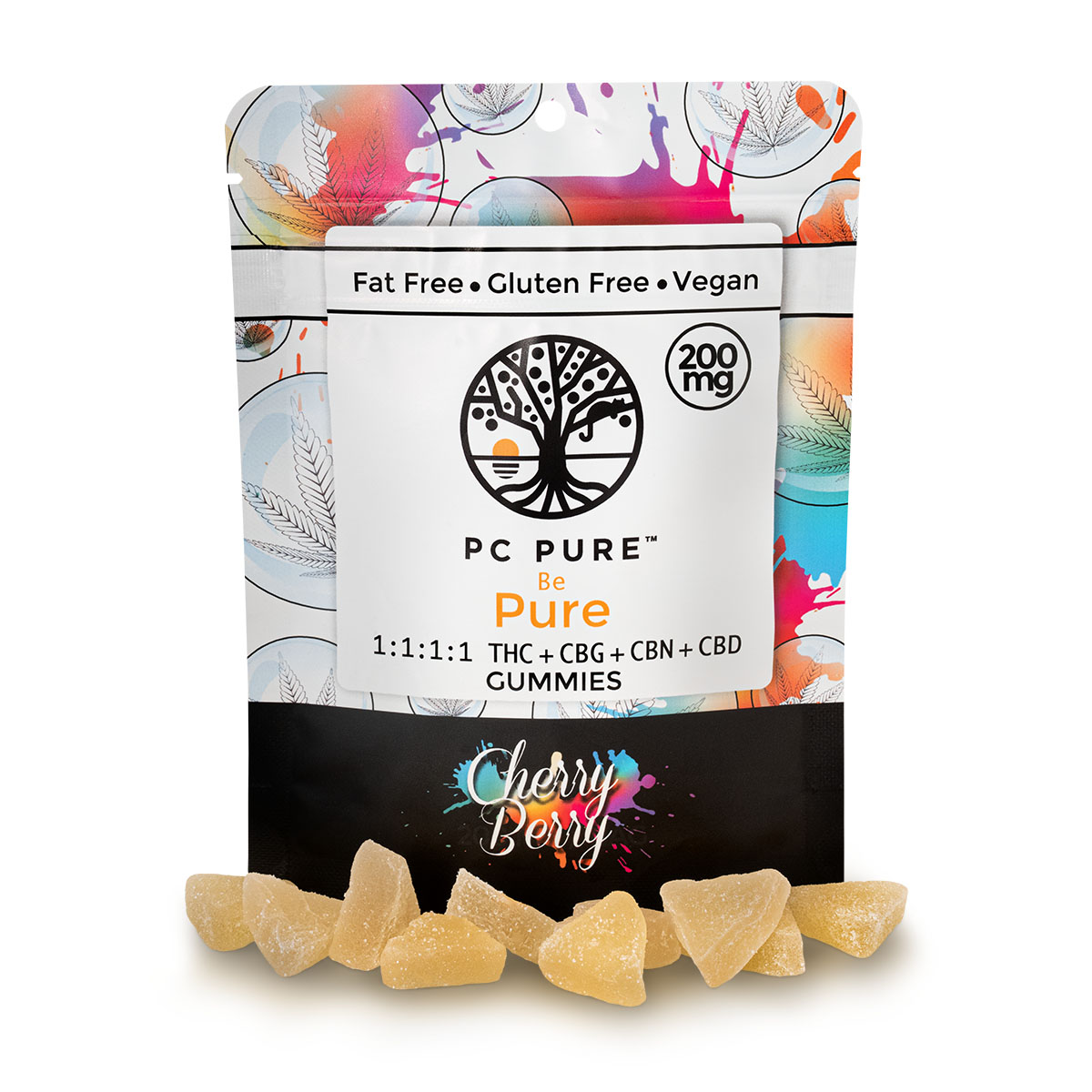 Photograph of product: PC Pure - 200MG Full Spectrum Gummies - Cherry Berry