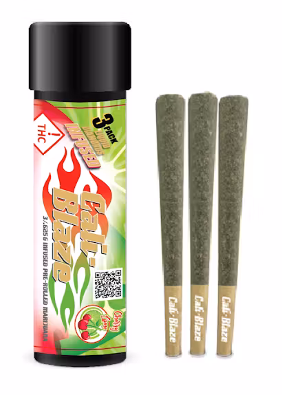 Photograph of product: Cali Blaze - Cherry Lime - (3x1g) Infused Tarantula Pre-Rolls