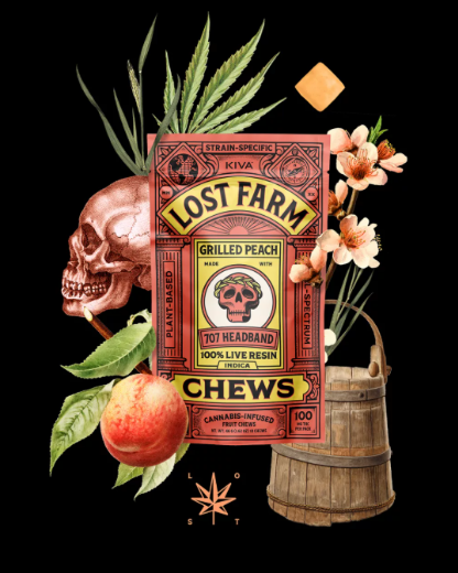 Photograph of product: Edible* - Lost Farm Chews - Grilled Peach (I) - 100mg (10pk)
