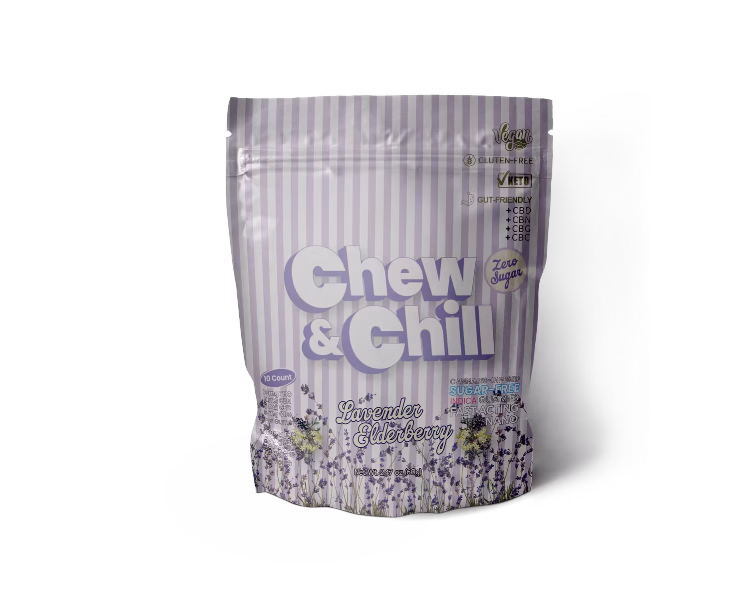 Photograph of product: Edible Gummies | Chew and Chill | Lavender Elderberry - 10pk | 100MG