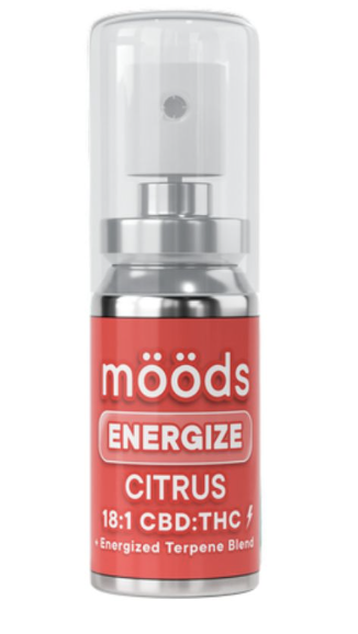 Photograph of product: MOODS - SUBLINGUAL SPRAY - ENERGIZE CITRUS 18:1 CBD:TH-oui 500MG