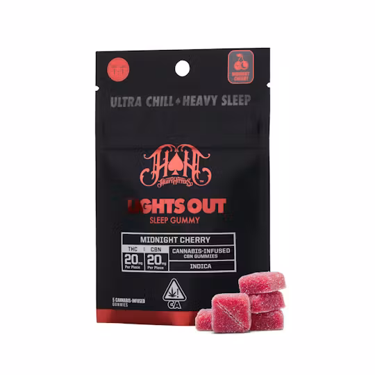 Photograph of product: Midnight Cherry | Lights Out | Sleep Gummies | 100mg TH-oui and CBN | 5pk