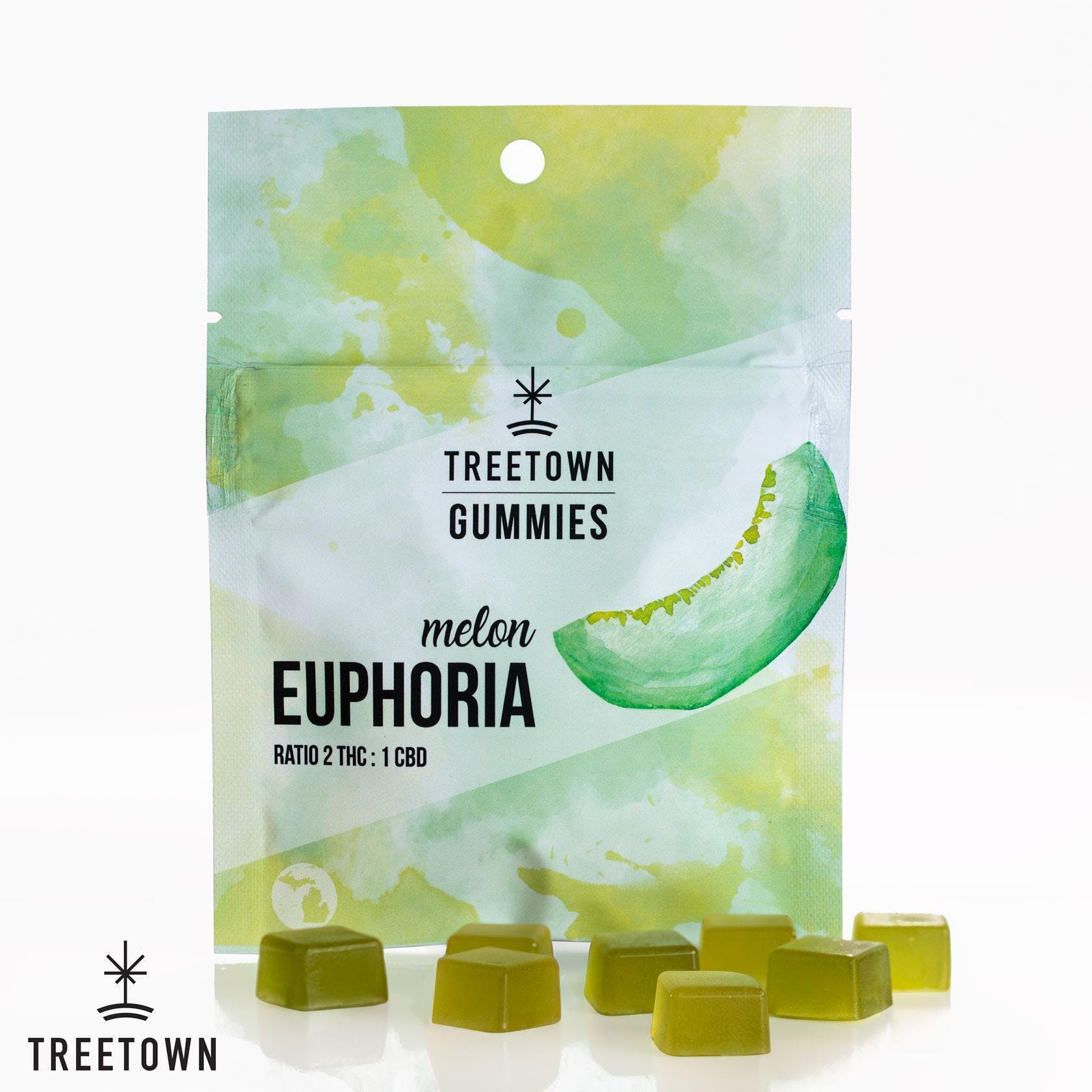 Photograph of product: REC | TreeTown | Gummies 2:1 TH-oui:CBD | Melon Euphoria