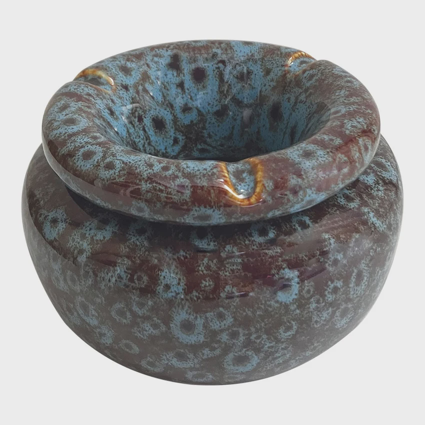 Photograph of product: 5" Fujima Moroccan Ceramic Ashtray - REACTIVE BLUE