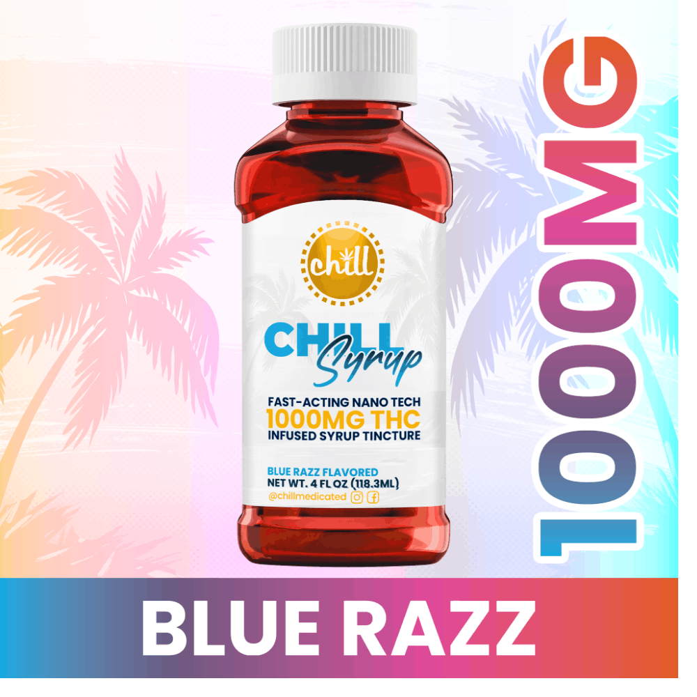Photograph of product: Chill Blue Razz Syrup Tincture 1000mg