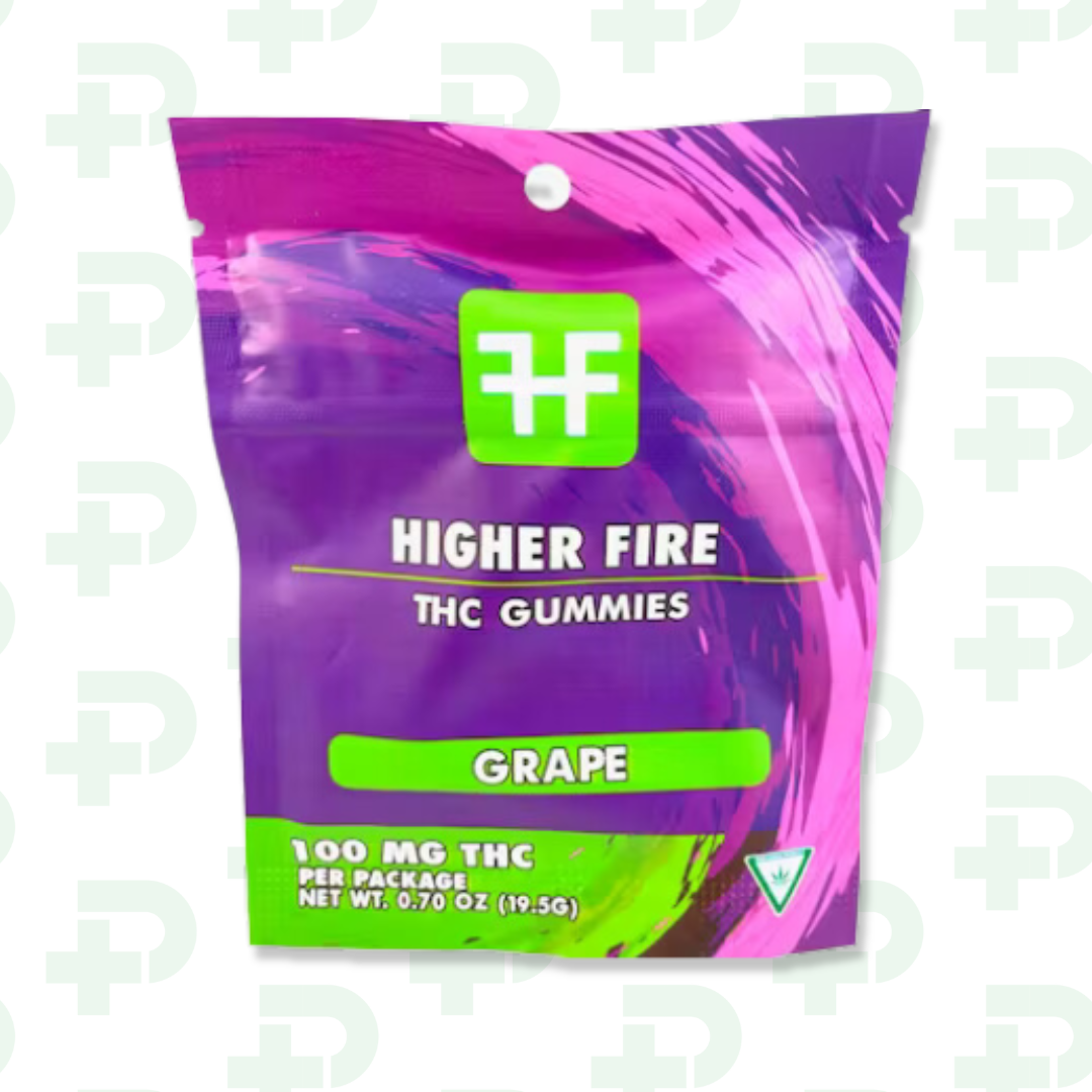 Photograph of product: Higher Fire 100mg Gummies - Grape