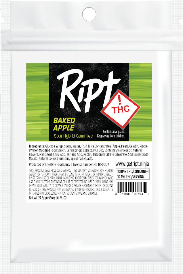 Photograph of product: RIPT Baked Apple Gummies 100mg (H)