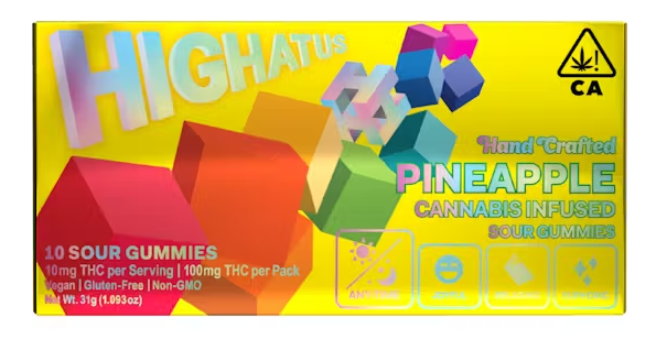 Photograph of product: Pineapple [H] | 100mg 10pk  Sour Gummies | Highatus