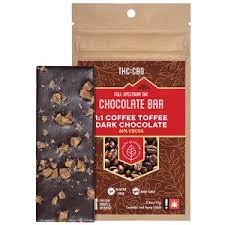 Photograph of product: Coffee Toffee Dark Chocolate Bar 1:1 100mg (Happy Kitchen)