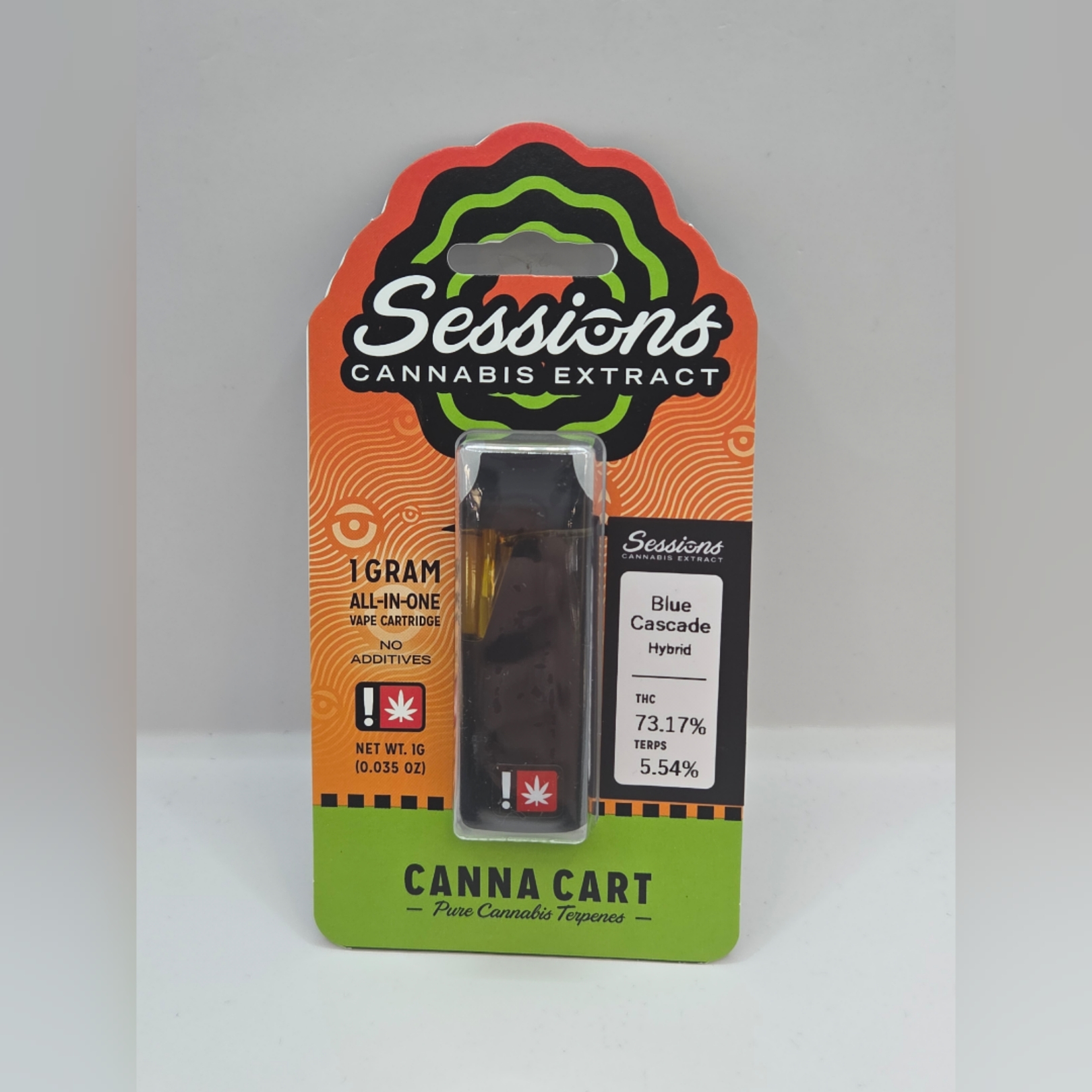Photograph of product: Blue Cascade Distillate Cartridge (Sessions)