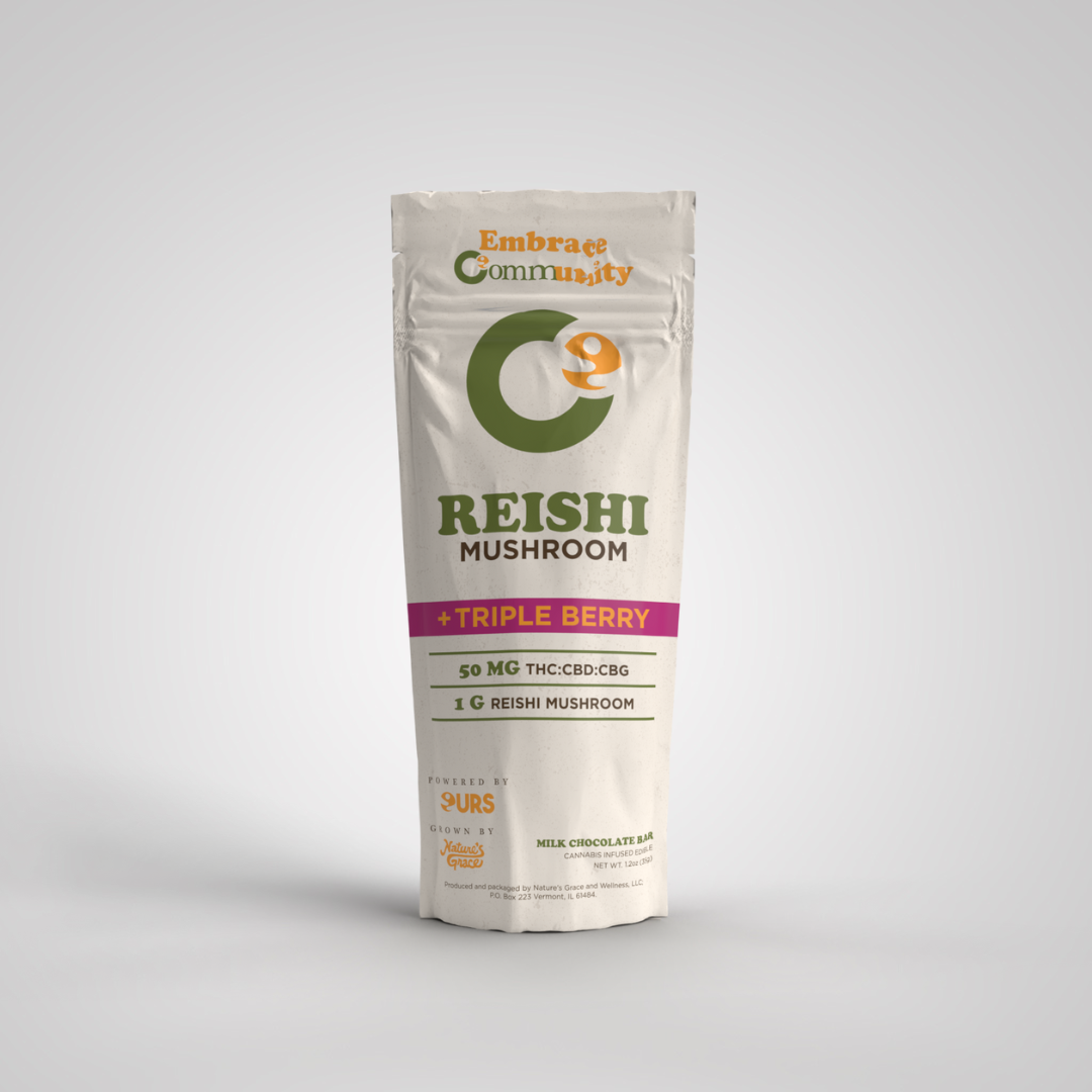 Photograph of product: Triple Berry Chocolate Bar (Reishi Mushroom) | 50mg TH-oui: 50mg CBD: 50mg CBG | Community