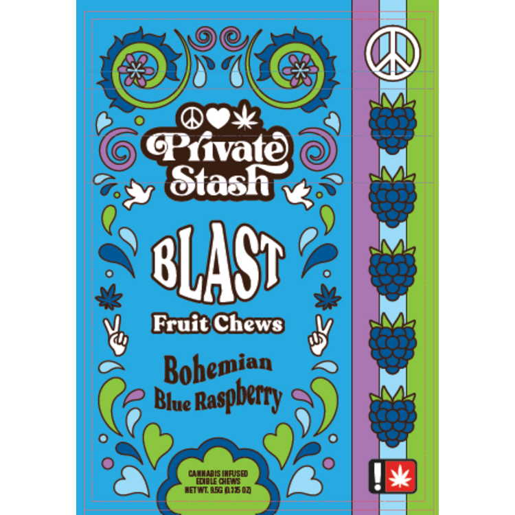 Photograph of product: Private Stash 100mg Bohemian Blue Raspberry Fruit Chew