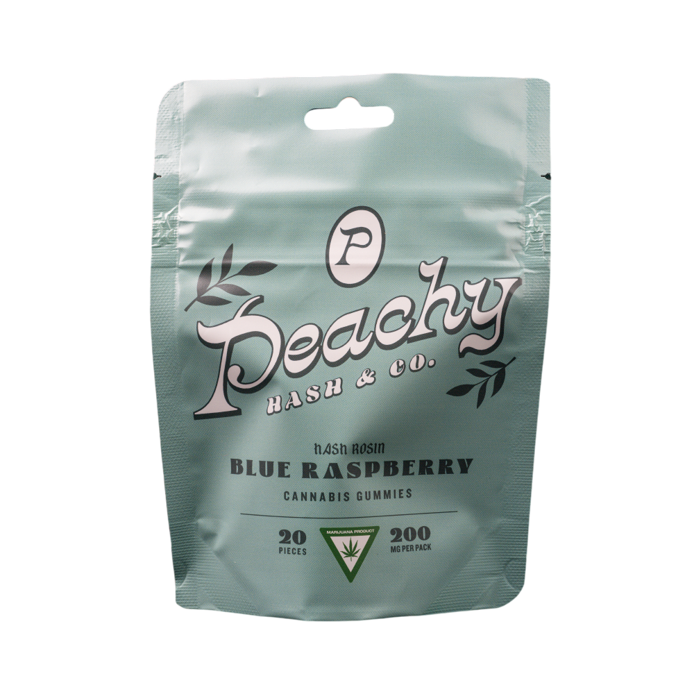 Photograph of product: Peachy au chocolat & Co Blue Raspberry Live Rosin Gummies | 200mg