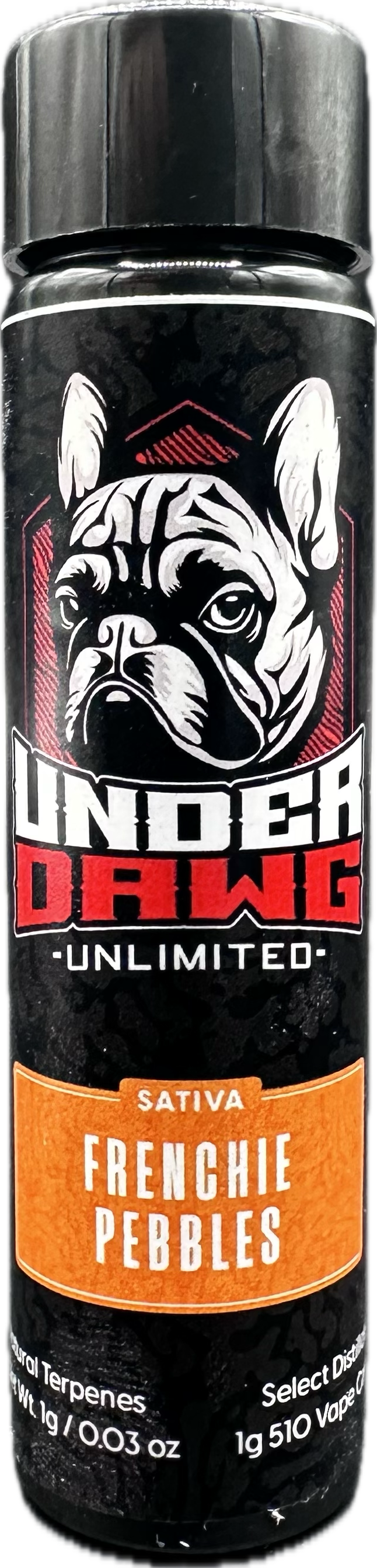 Photograph of product: Under Dawg Frenchie Pebbles Distillate cart