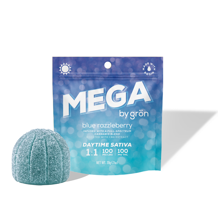 Photograph of product: Mega Pearls - Gummies - 1:1 Blue Razzleberry MEGA Pearl  CBG/TH-oui (100mg) (H) 100mg