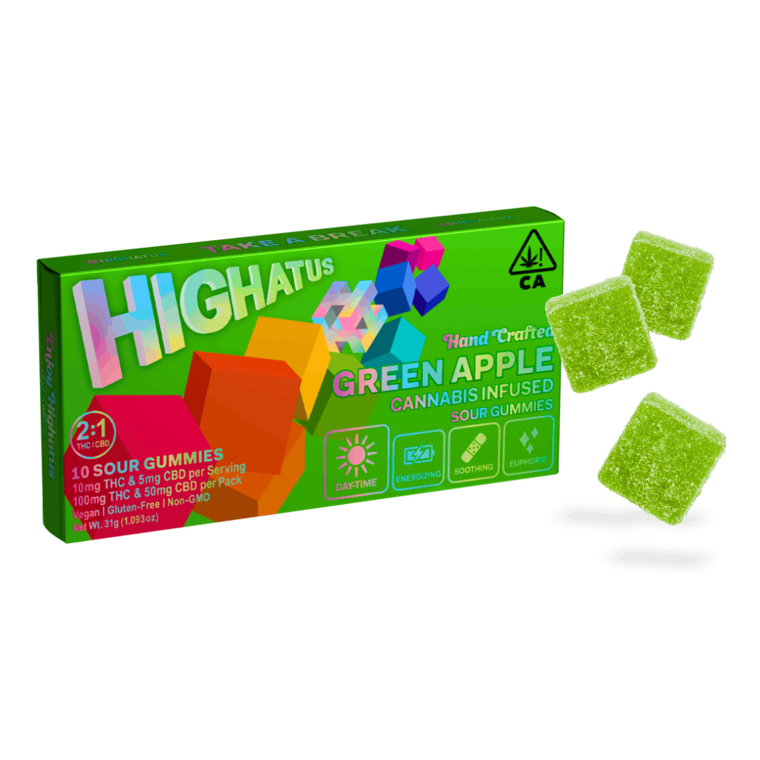 Photograph of product: SOUR GREEN APPLE GUMMIES (2:1 THC:CBD)