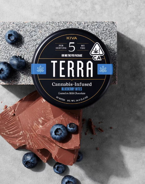 Photograph of product: CL Kiva Terra Bites - Milk Chocolate Blueberry 100mg