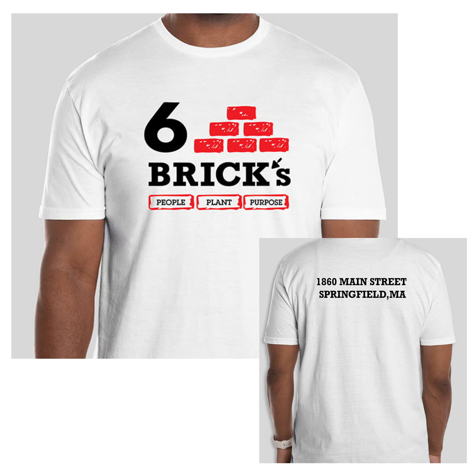 Photograph of product: 6 Brick's - People Plant Purpose - White T-Shirt - XL