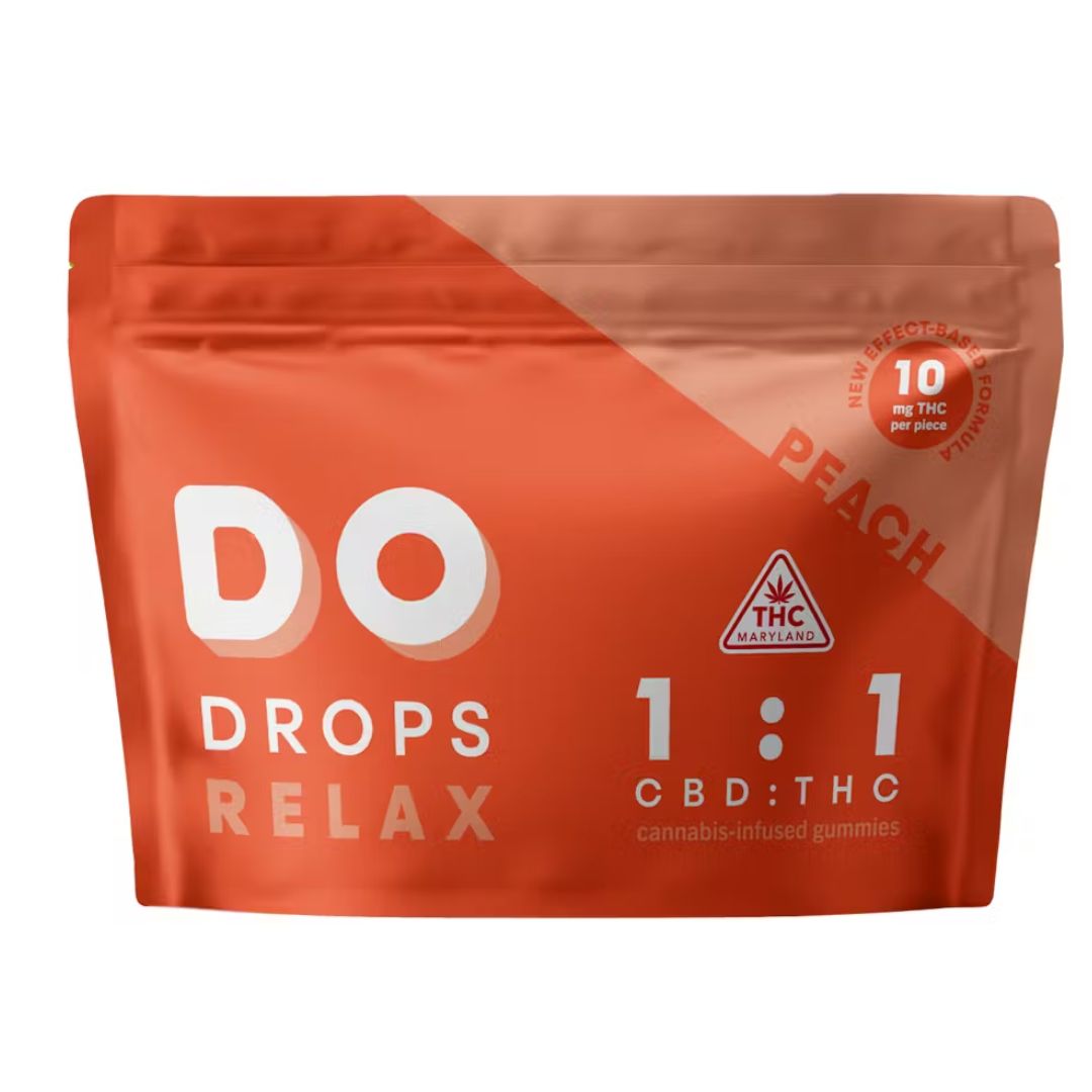 Photograph of product: Do Drops 10mg 1:1 CBD:TH-oui Peach Chews - 100mg TH-oui:100mg CBD
