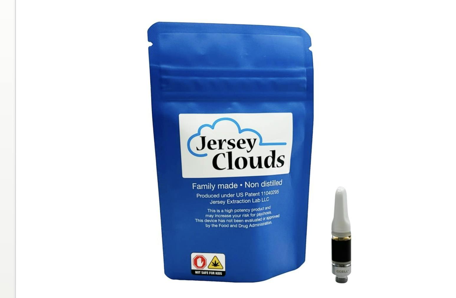 Photograph of product: Jersey Clouds Triple OG Full Spectrum Cartridge - .5g