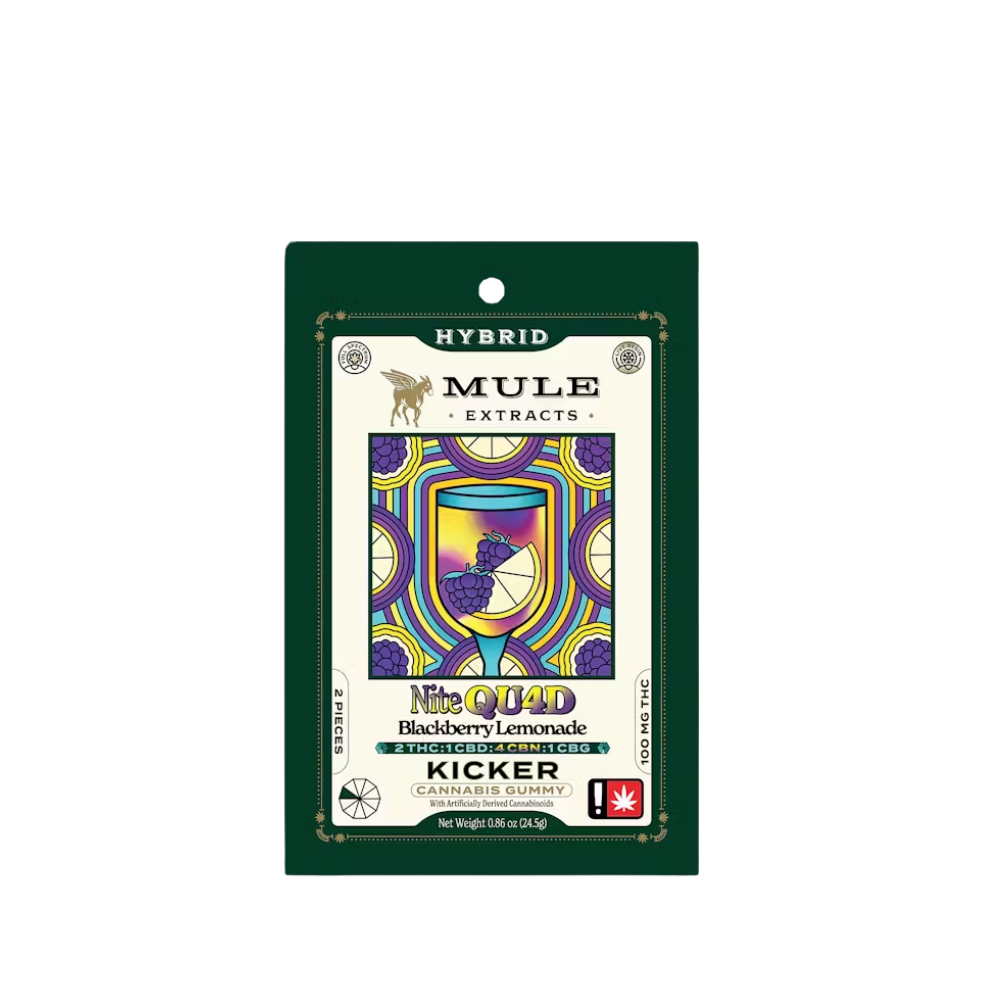 Photograph of product: Mule - Kicker - "Nite Quad" Blackberry Lemonade 2:1:4:2 (TH-oui/CBD/CBN/CBG)
