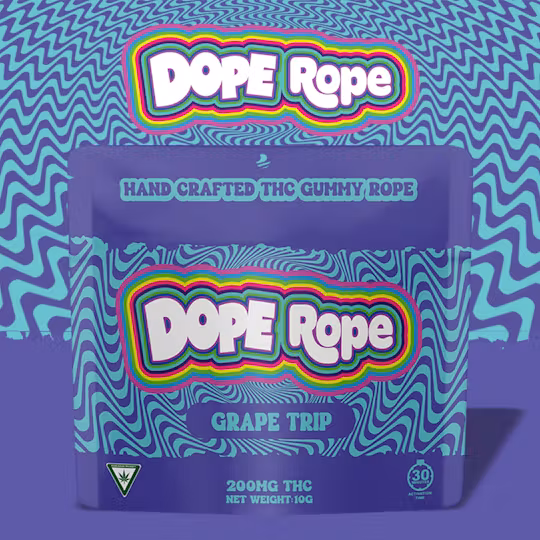 Photograph of product: DOPE ROPE | Edible | Gummies | Grape Trip | 200mg