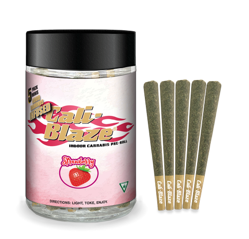 Photograph of product: Cali-Blaze - Strawberry Infused Pre-Rolls 5pk 3.5g
