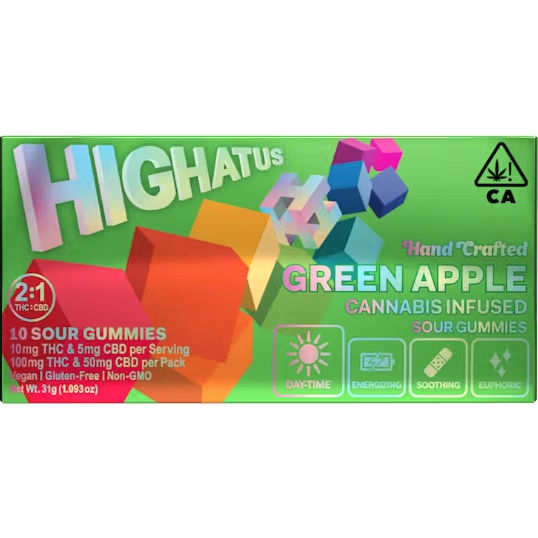 Photograph of product: Highatus Sour Gummies Green Apple CBD 2:1